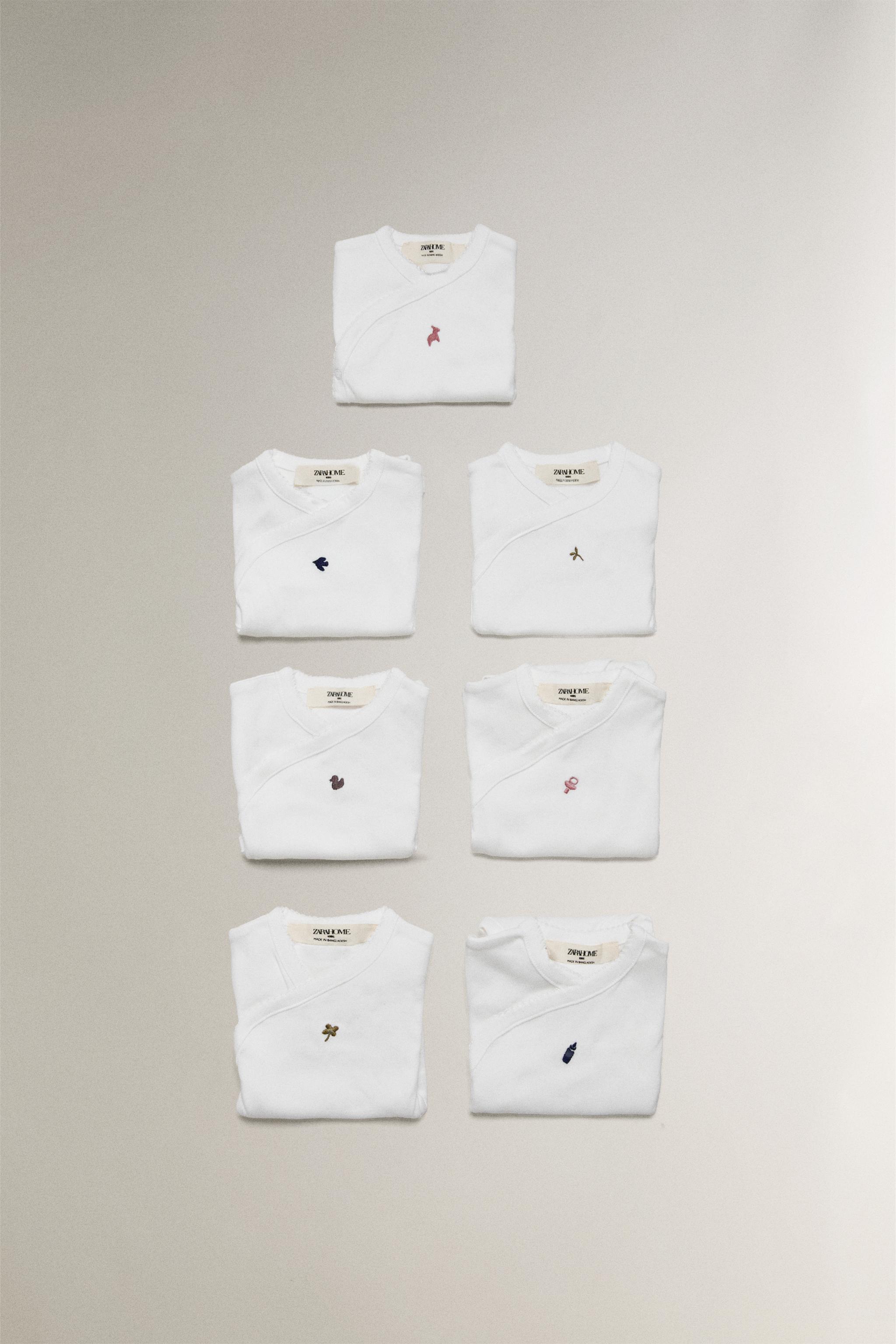 EMBROIDERED COTTON BODYSUIT SET (PACK OF 7)